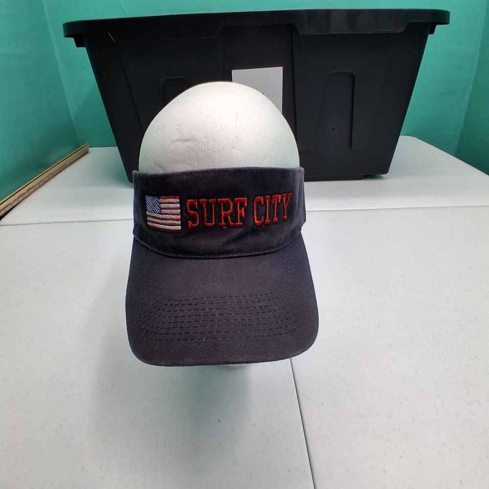 Surf City Sun Visor OS Navy Blue Patriotic USA Beachwear Coastal